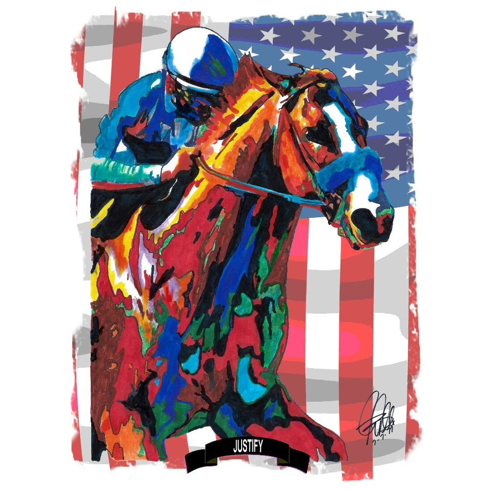 Justify Triple Crown Preakness Stakes Horse Racing Poster Print Wall Art 18x24 - Picture 1 of 5